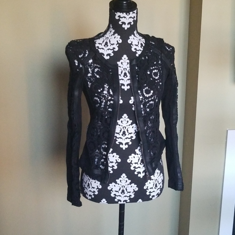 Xoxo ribbed lace moto jacket